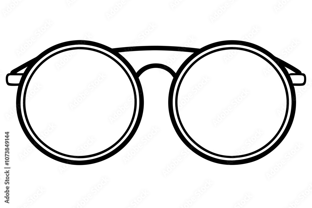 Minimalist Line Drawing of Circle Frame Glasses Simple and Elegant Design Minimalist Line Drawing of Circle Frame Glasses Simple and Elegant Design