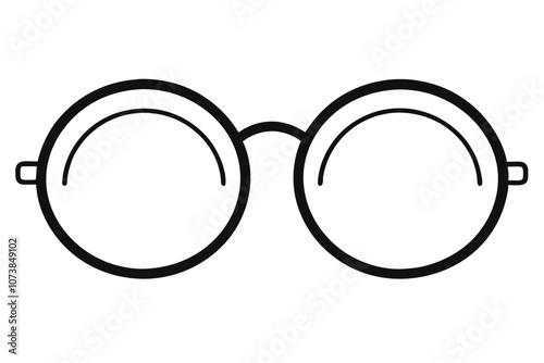 Minimalist Line Drawing of Circle Frame Glasses Simple and Elegant Design