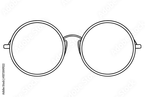 Minimalist Line Drawing of Circle Frame Glasses Simple and Elegant Design