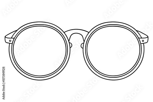 Minimalist Line Drawing of Circle Frame Glasses Simple and Elegant Design