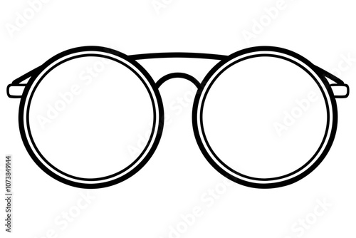 Minimalist Line Drawing of Circle Frame Glasses Simple and Elegant Design