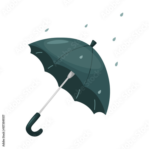Umbrella icon. Blue umbrella on a white backgroound. Rain protection.