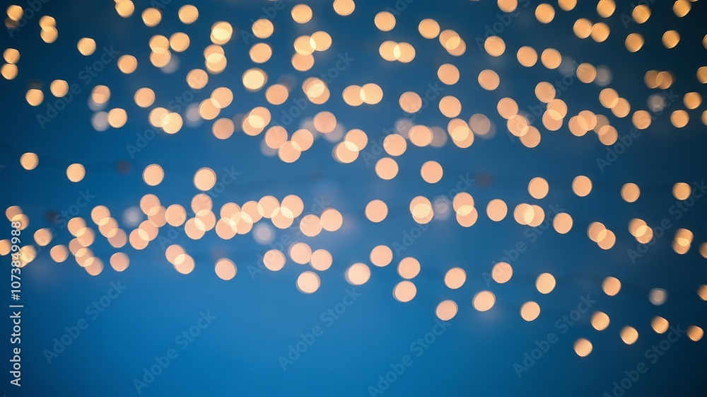 Fototapeta premium golden bokeh lights scattered on blue background