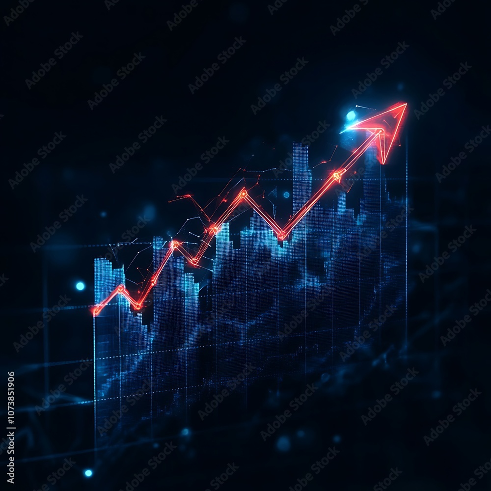 Financial growth projection with 3D arrows in digital art Financial growth projection with 3D arrows in digital art