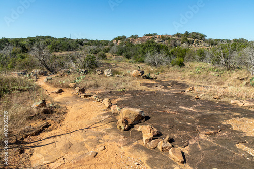 Trail around rocks and vegetation at Inks lake