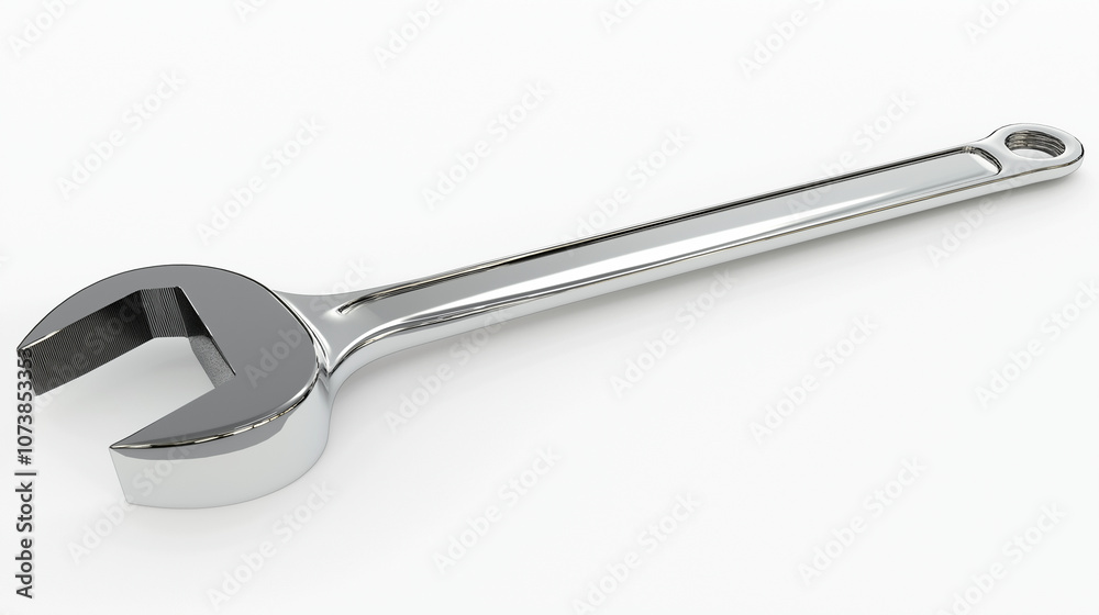 Silver adjustable wrench tool on a white background Silver adjustable wrench tool on a white background
