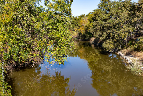 Lake reflection with trees in Brushy Creek Regional Trail
