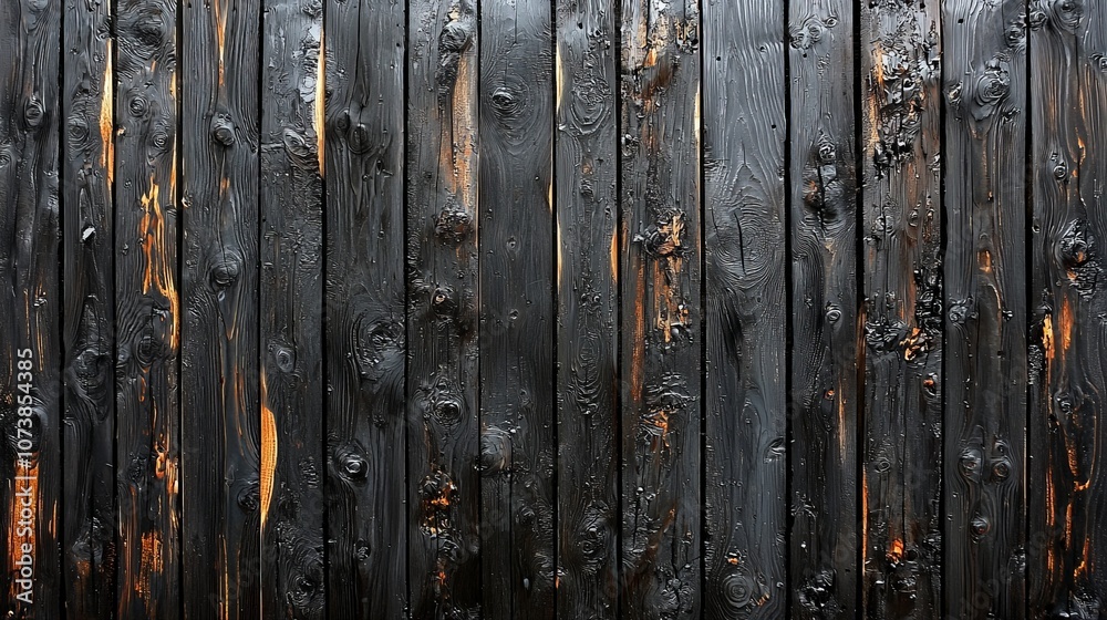 A textured black wooden surface with hints of orange, showcasing natural grain and imperfections. A textured black wooden surface with hints of orange, showcasing natural grain and imperfections.