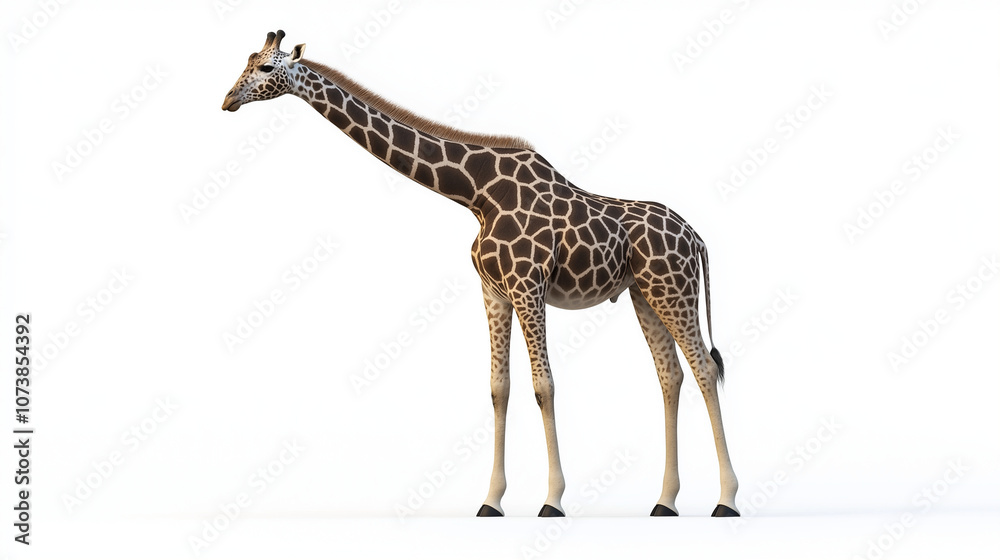 Naklejka premium giraffe isolated on white with solid