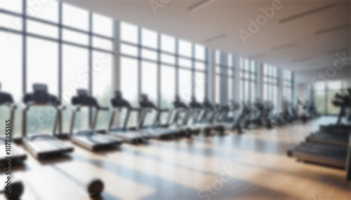 Wallpaper Mural blurred gym background, sports fitness room with treadmills and exercise equipment in defocus, and text copy space Torontodigital.ca