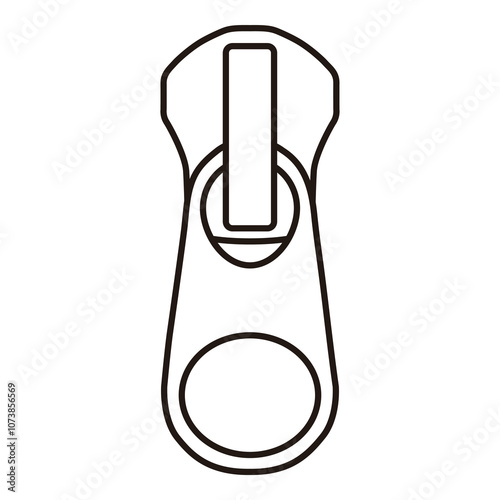 Zipper Pull Tab Line Art Technical Drawing for Fashion Accessories Design