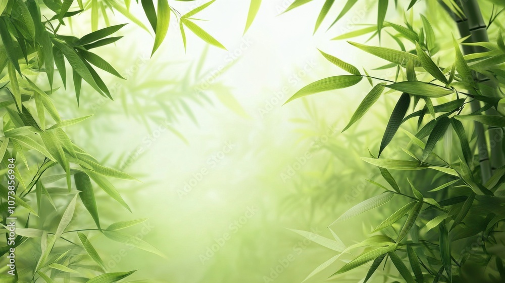 Lush green bamboo leaves create a serene and tranquil atmosphere, perfect for relaxation and meditation. Lush green bamboo leaves create a serene and tranquil atmosphere, perfect for relaxation and meditation.