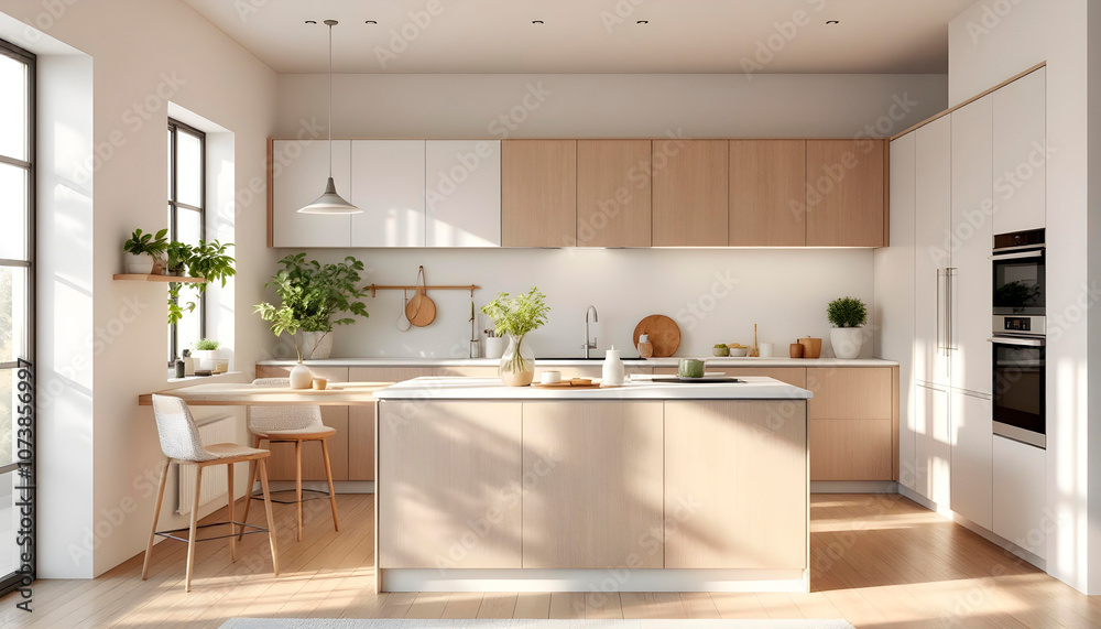 Stylish Kitchen with Indoor Plants Stylish Kitchen with Indoor Plants