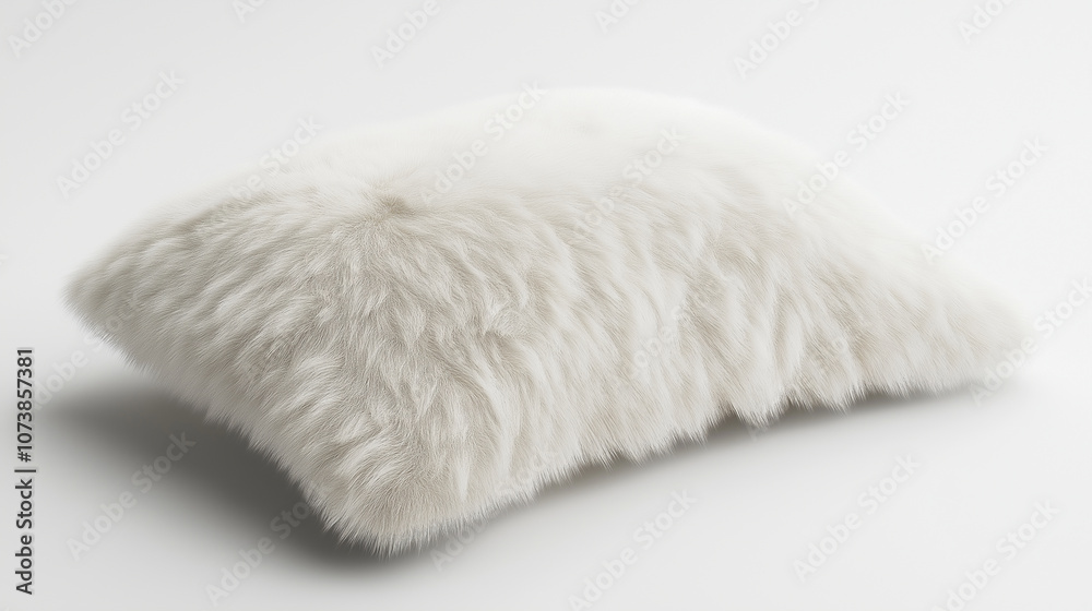 A soft 3D render of a fluffy pillow with a smooth cover, lying flat on a white background A soft 3D render of a fluffy pillow with a smooth cover, lying flat on a white background