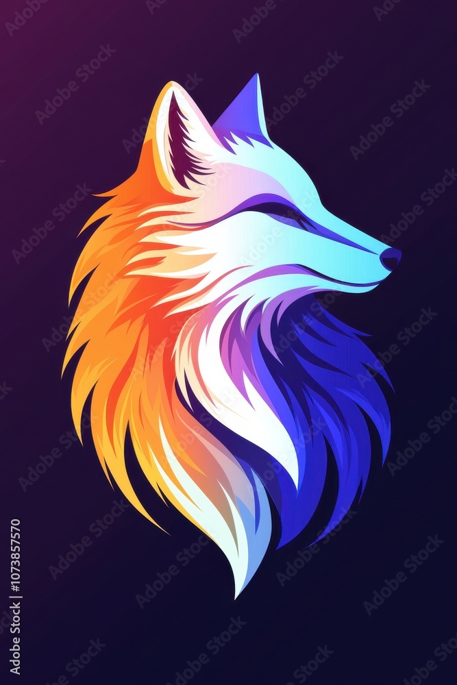 Obraz premium Colorful abstract fox logo with vibrant gradient design
