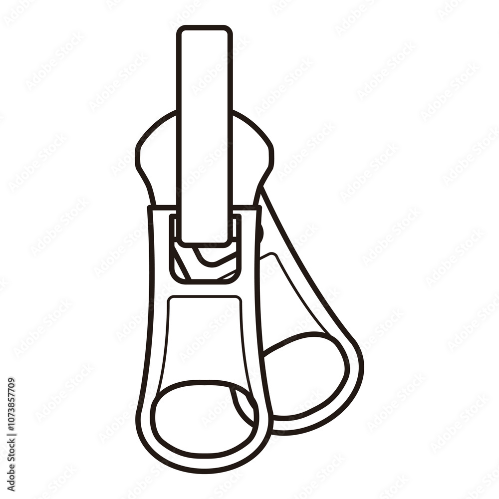 Obraz premium Zipper Pull Tab Line Art Technical Drawing for Fashion Accessories Design