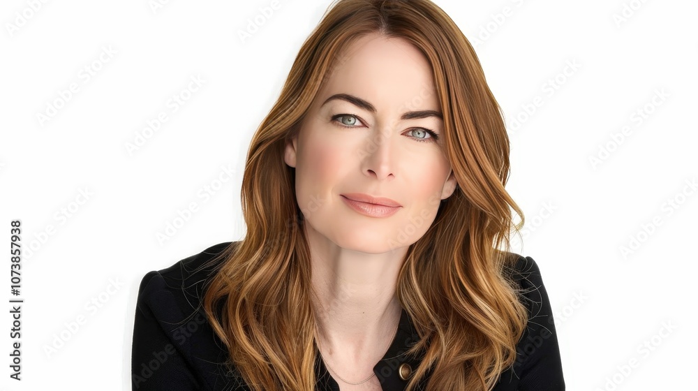 A woman with long brown hair and a black jacket A woman with long brown hair and a black jacket