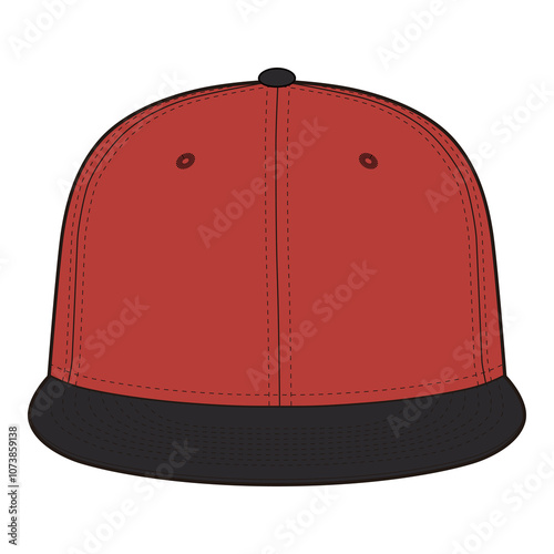 Snapback Cap Front View Colored Technical Template for Fashion Design

