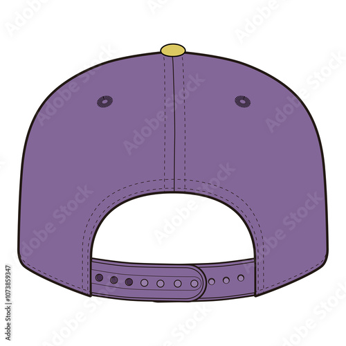 Snapback Cap Back View Technical Drawing for Fashion Design

