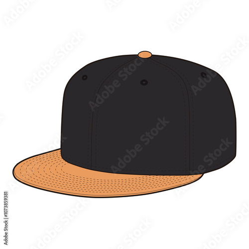 Snapback Cap Front and Side View Technical Template for Fashion Design

