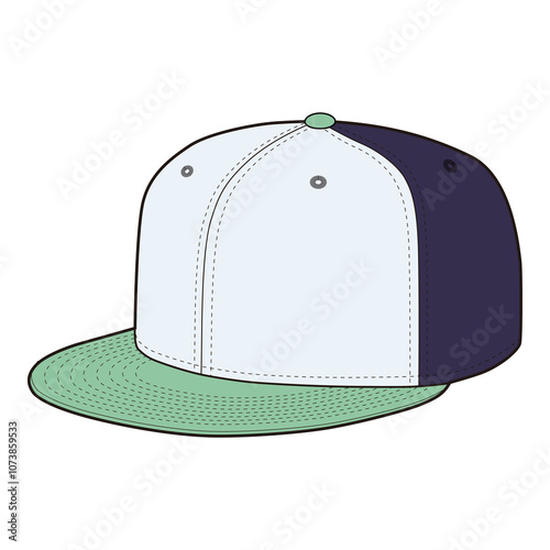 Snapback Cap Front and Side View Technical Template for Fashion Design


