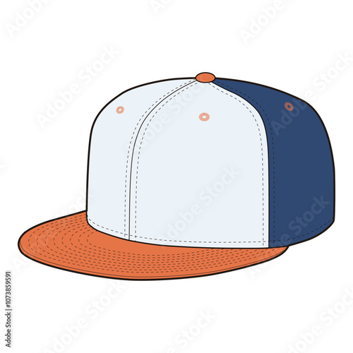 Snapback Cap Front and Side View Technical Template for Fashion Design
