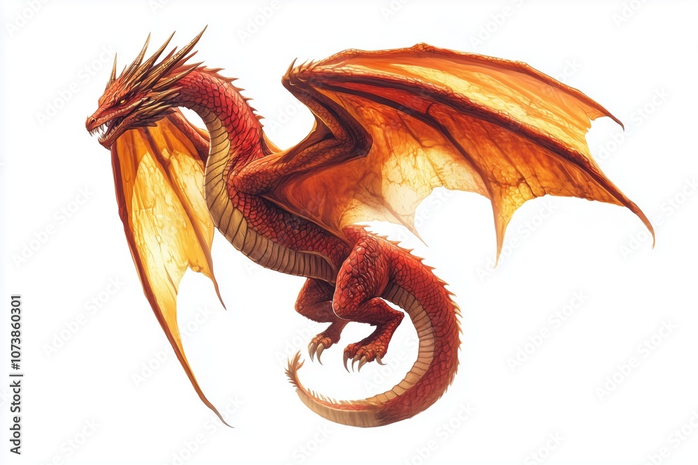 Fototapeta premium Majestic Dragon in Bold Colors with Detailed Design