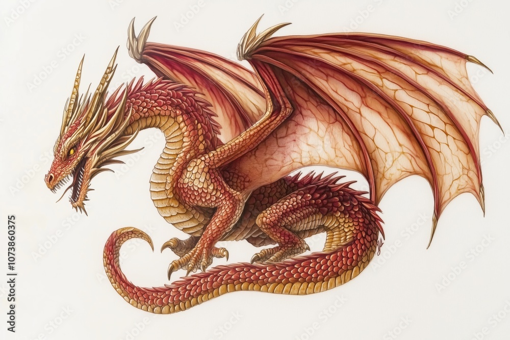 Fototapeta premium Dramatic Dragon Tattoo in Elegant Design with Vibrant Colors