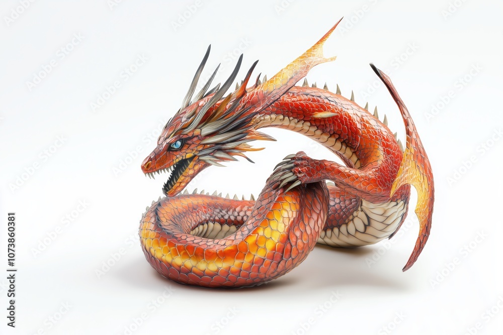 Obraz premium Artfully Designed Dragon Tattoo with Scales and Mighty Wings