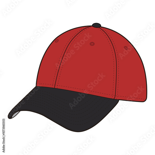 Red Baseball Cap with Black Underbill and Adjustable Strap

