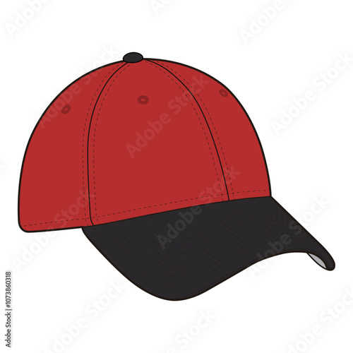 Red Baseball Cap with Black Underbill and Adjustable Strap

