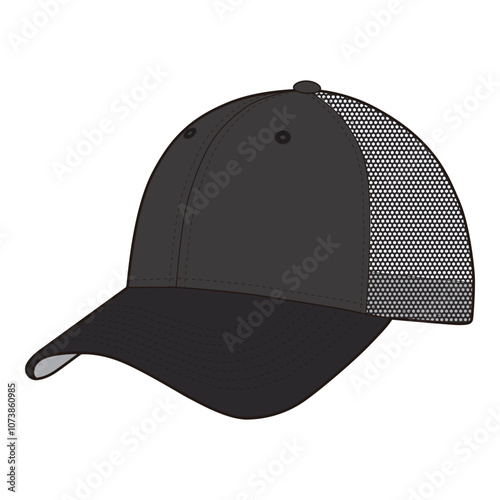 Black Trucker Cap with Mesh Back


