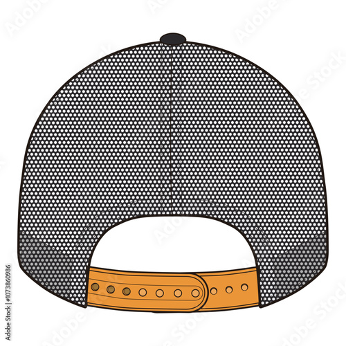 Black Mesh Trucker Cap with Orange Adjustable Strap
