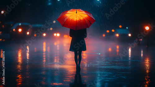 Wallpaper Mural An Enchanting Depiction of a Rainy Scene Featuring a Person With a Colorful Umbrella and a Radiant Glow Illustrating the Halo Effect and Its Influence on Perceptions Torontodigital.ca