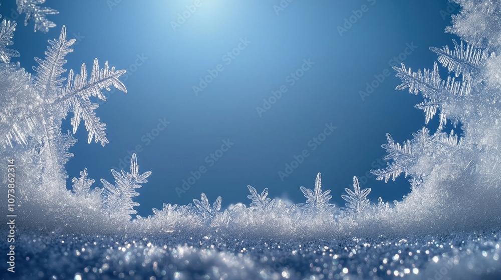 Winter Background with Delicate Snowflakes and Blue-White Gradient Winter Background with Delicate Snowflakes and Blue-White Gradient