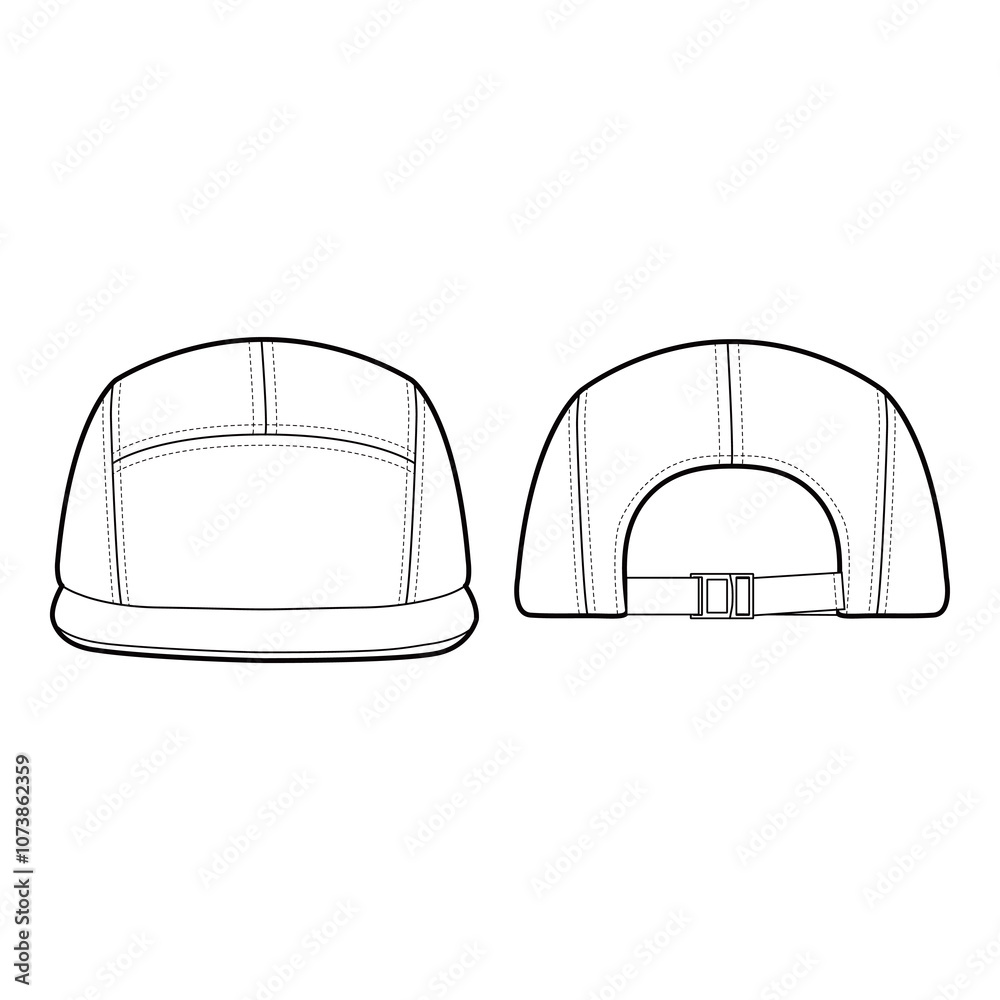 5-Panel Cap Back View and Adjustable Strap Template for Fashion Design
5-Panel Cap Back View and Adjustable Strap Template for Fashion Design