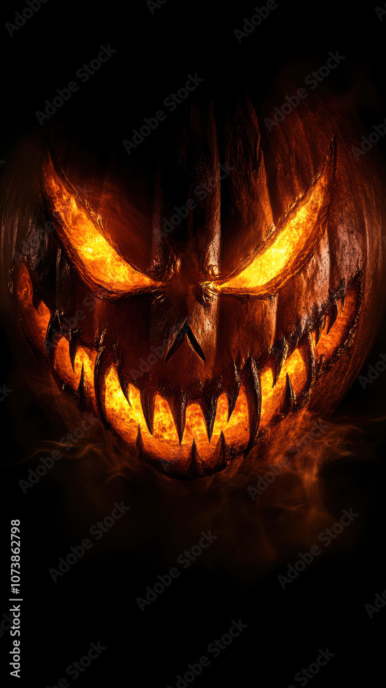 Fototapeta premium Dark Halloween Pumpkin with Sharp Teeth
