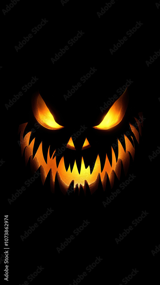 Scary Halloween jack-o'-lantern in darkness Scary Halloween jack-o'-lantern in darkness