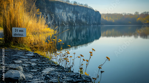 Walking Along a Tranquil Lakeside Path to a CliffÆs Edge, Emphasizing Hindsight and LifeÆs Unfolding Surprises