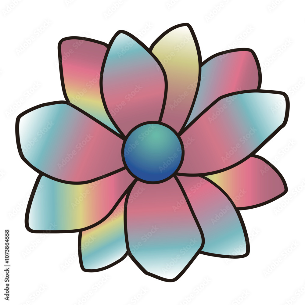 Colorful Flower with Gradient Petals and Button Center Vector Design
Colorful Flower with Gradient Petals and Button Center Vector Design