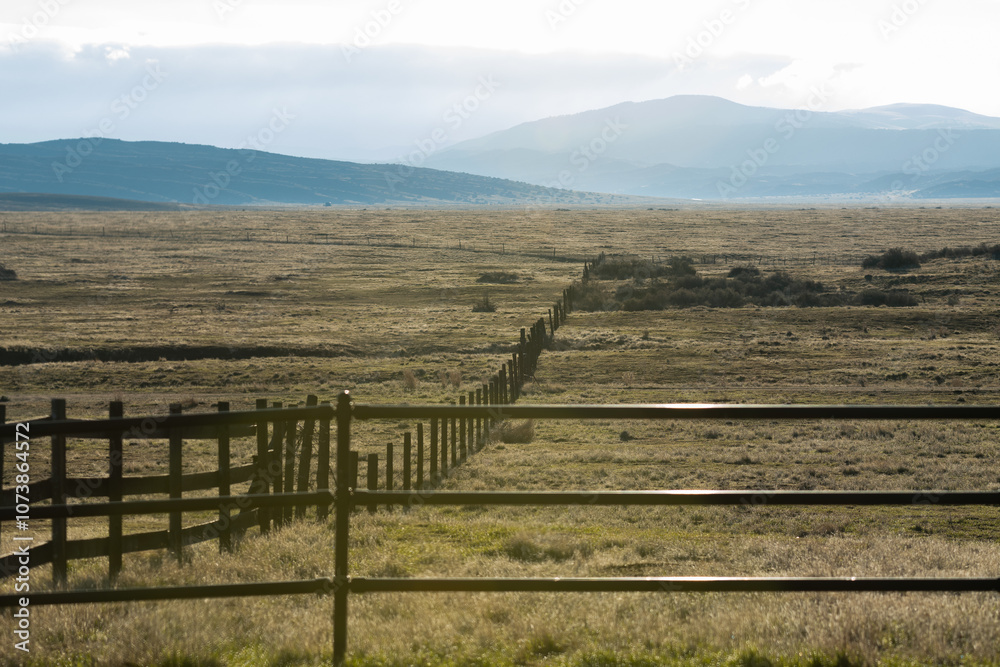 Fototapeta premium Livestock Fence in the Valley