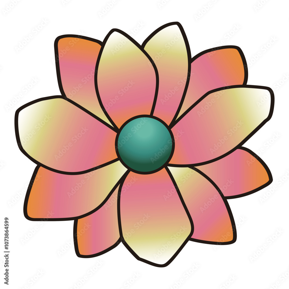 Gradient Flower with Central Button Line Art for Decorative Design
Gradient Flower with Central Button Line Art for Decorative Design