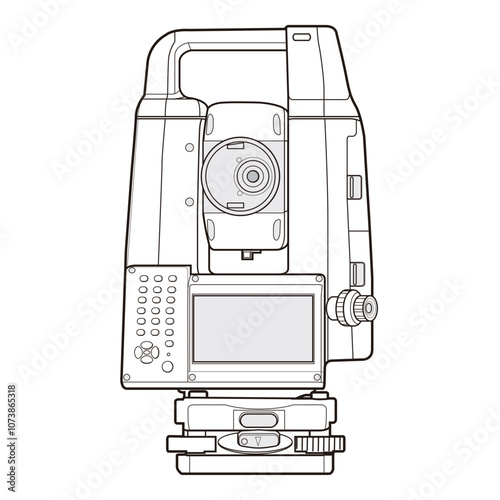 Surveying Total Station Front View Technical Template for Technical Illustration

