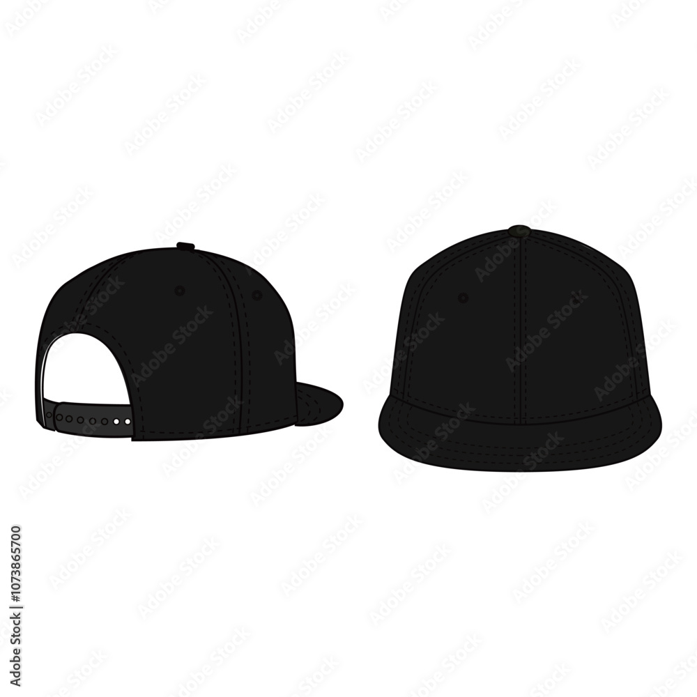 Snapback Cap Back and Front View Technical Template for Fashion Design
Snapback Cap Back and Front View Technical Template for Fashion Design