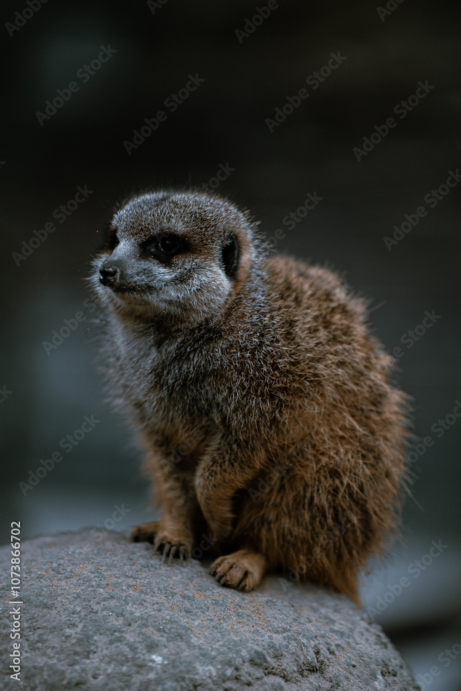 Fototapeta premium Nahaufnahme eines Erdmännchen auf der Wacht