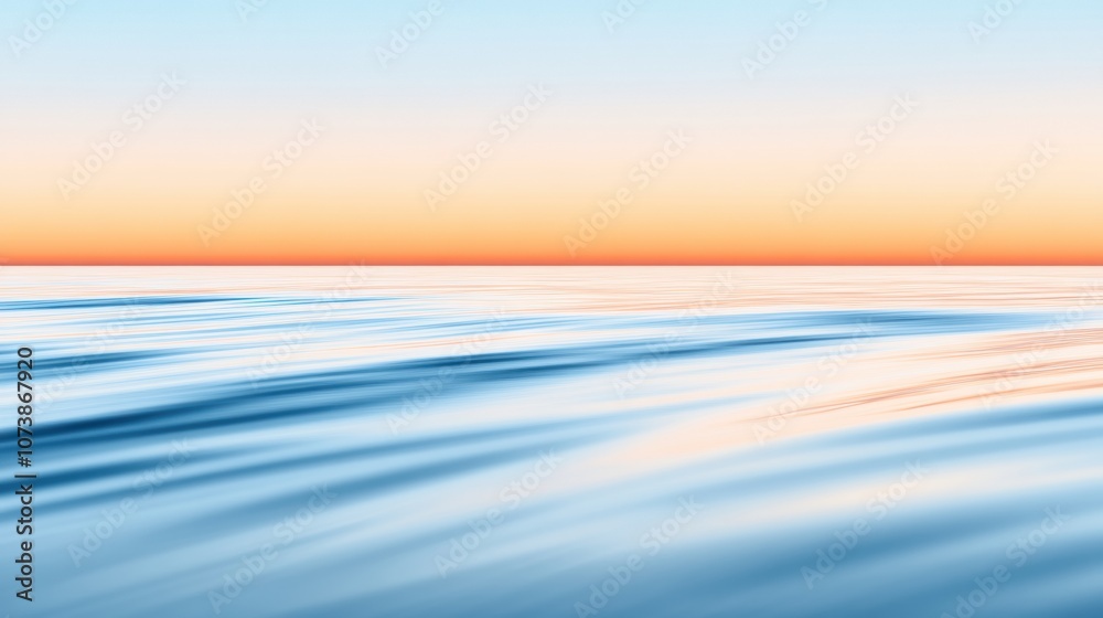 Obraz premium Serene ocean waves under a vibrant sunset sky create a tranquil and mesmerizing scene, AI