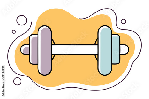 Minimalist Line Drawing of Dumbbell or Barbell Icon Isolated - Fitness and Workout Vector Illustration