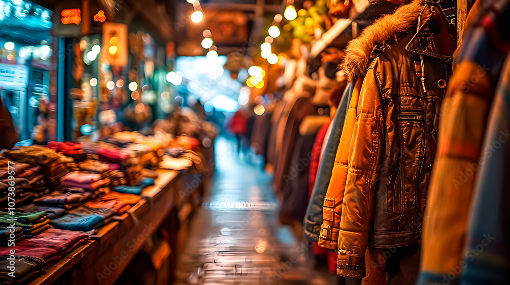 Obraz premium Street Clothing Market at Christmas