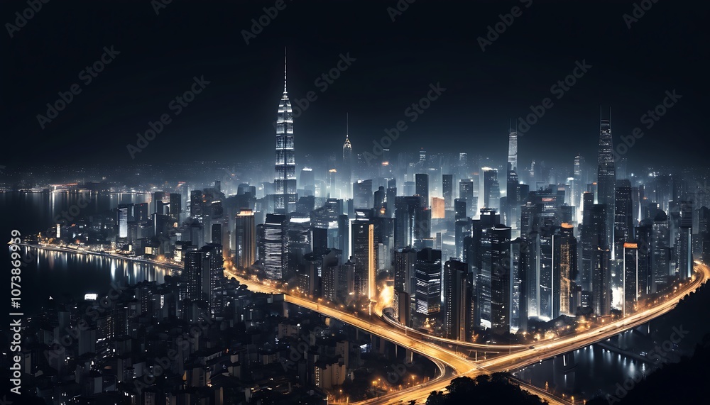 Fototapeta premium Night environment city lookin liting enjoy a day background image