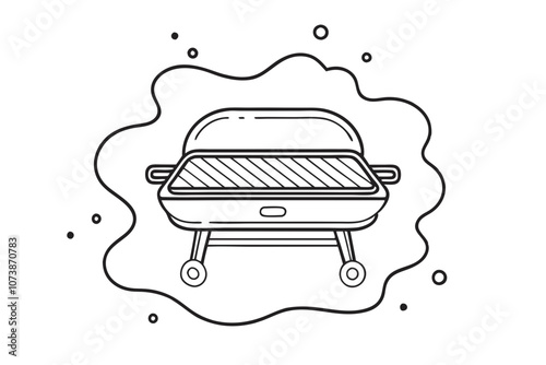 Electric Grill Line Drawing Vector Art Sleek and Modern Design